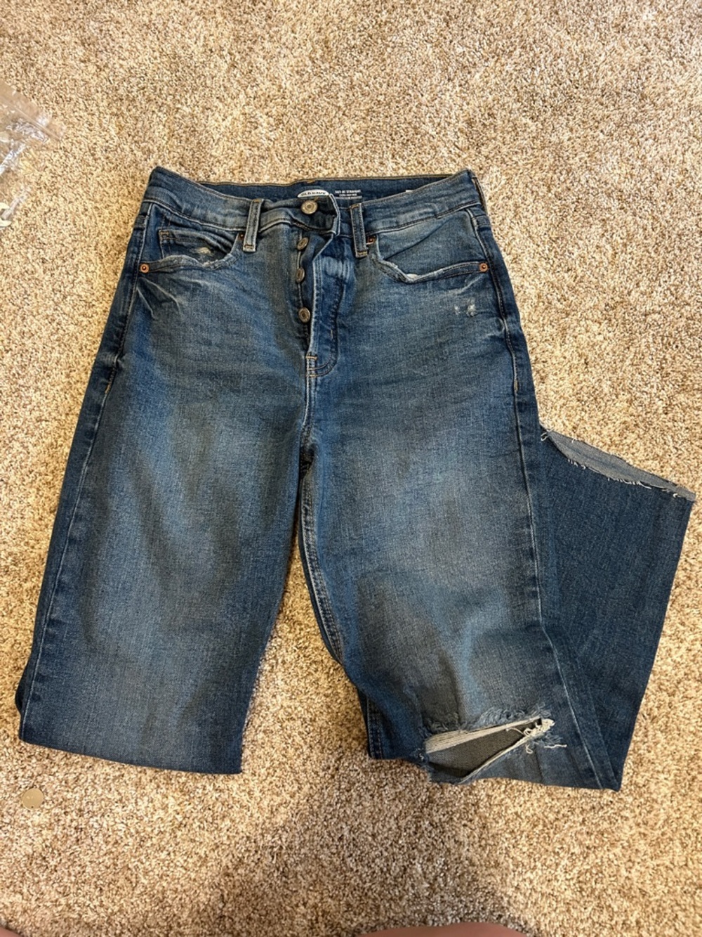 Old Navy Medium Blue Straight Jeans - Sky-Hi Style